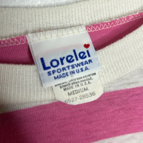 Single Stitch 80s 90s Vintage Paradise Cafe Striped Nautical Graphic T Shirt - Picture 10 of 11